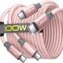 JSAUX 100W USB C to USB C Cable [2-Pack 6.6FT], Type C Fast Charging Cord for iPhone Air/iPhone 17/iPhone 17 Pro/iPhone 17 Pro Max, iPhone 16/15 Series, Galaxy S/Note Series, MacBook, iPad - Pink