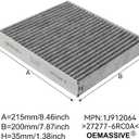 27277-6RC0A Cabin Air Filter Automotive Replacemant Compatible with Nissan Rogue 2021-2023,Pathfinder 2022-2023 Replace 27277-5NA1A,27277-6CA1A,CF12552