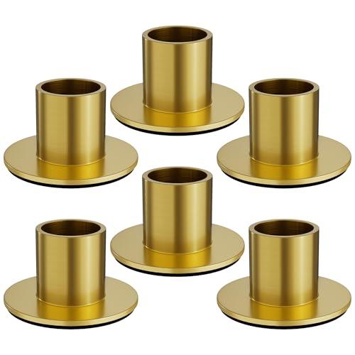 Apsvwys 6 Pcs Brass Gold Candle Holders - Elegant Taper Candle Holders, Classic Candlestick Holders for Table Centerpieces, Festive Christmas Mantel Display or Sophisticated Home Decor
