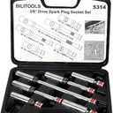 BILITOOLS 6 Piece 3/8-Inch Drive Magnetic Swivel Spark Plug Socket Set-includes 9/16-Inch, 5/8-Inch, 14mm, 16mm Socket & 3/8-inch Drive with 6-Point and 12-Point, CR-V