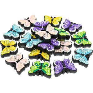 20PCS/Set Silicone Focal Bead Colorful Butterfly Theme Loose Beads Accessory for DIY Keychains Bracelet Necklace Pens Lanyard Making