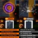 4 Pack Solar Halloween Firework Lights Outdoor Waterproof, 8 Modes Orange & Purple Black Spooky Solar Garden Lights with Timer Remote for Outside Yard Patio Pathway Lawn Halloween Decor