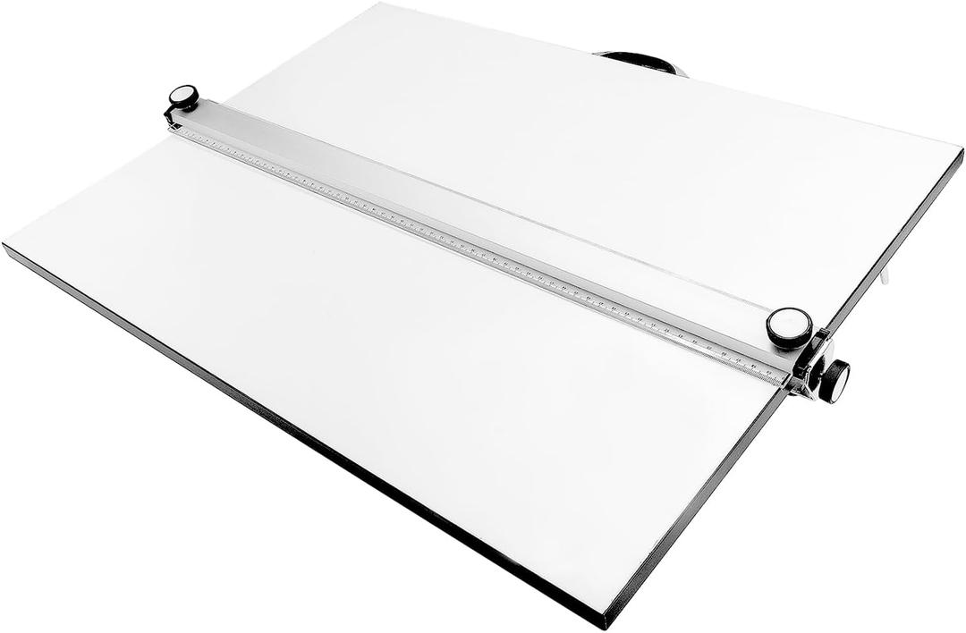 A2 Drawing Board Portable Drafting Board 24 x 18 Inches Drafting Table with Parallel Bar, Angle Adjustable Measuring System Angle Parallel Drawing Board