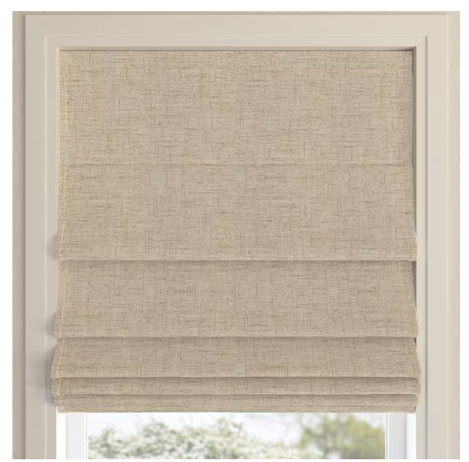 Somerton Cordless Taupe 100% Blackout Textured Fabric Roman Shade 27 in. W x 64 in. L