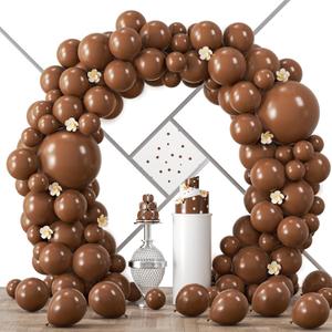 Voircoloria 90pack Brown Balloons Different Size 18/12/10/5 Inch Brown Balloon Garland Arch Kit for Graduation, Wedding, Birthday, Princess Theme Party, Valentine's Day Party Decorations