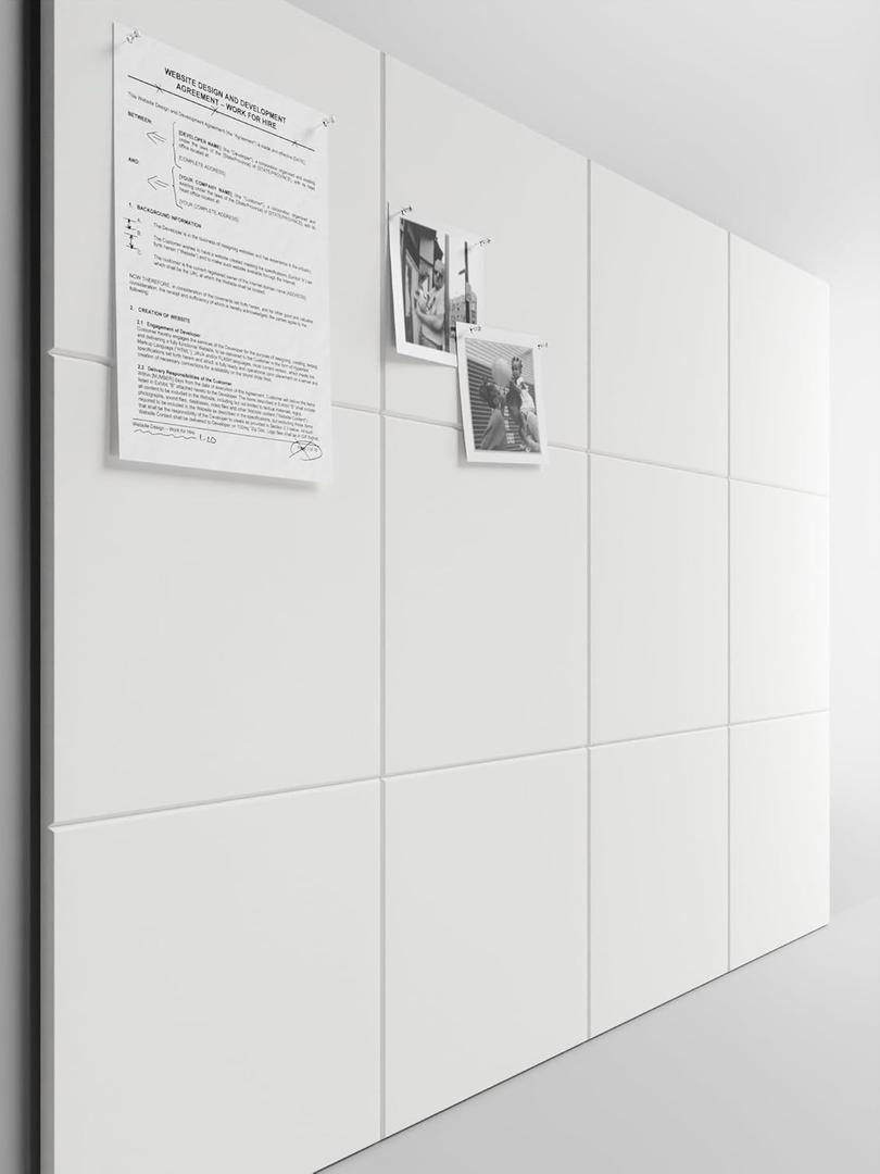 Bumusty Large Cork Board 47"x35" Alternative - 12 Pack Felt Wall Tiles with 70 Safe Removable Adhesive Tabs, 30 Pushpins, Cork Boards for Walls Pin Board Bulletin Board Office Decor (Milky White)