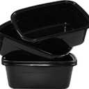 4-Pack 12 Quart Plastic Wash Basins, Black Dish Pans