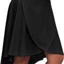 Zando Women's Wrap Skorts - High Waist Flowy with Shorts, Asymmetric Ruffle Hem High Low Midi Skirt (Black) Large