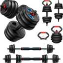 FITPLAM Adjustable dumbbell set,20/35/45/55/70/90lbs Free Weights set with upgraded nut, 5 in 1 Weight Set Used as Kettlebells, Barbell, Push up Stand, Fitness Exercise for Home Gym Suitable Men/Women