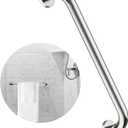 16 Inch Stainless Steel Shower Grab Bar, ZUEXT Chrome Shower Handle, Bathroom Balance Bar, Safety Hand Rail Support Bar for Handicap Elderly Injury, Senior Assist Bath Tub Wall Concealed Mount Handle (16Inch Shower Bar-Stainless Steel)