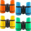 4 Pack Kids Binoculars 4x30 Binoculars for Kids Mini Compact Binocular Toys Shockproof Small Telescope for Bird Watching Camping Outdoor Play (Colors May Vary)
