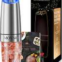 Gravity Electric Salt and Pepper Grinder Set, Battery Powered LED Light One Hand Automatic Operation, Adjustable Coarseness Mill Grinders Shakers Black (G.Silver 1p)