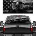 Black Gray Eagle Rear Window Decals for Trucks, American Flag Back Window Sticker Fit Most Pickup Trucks SUV, USA Flag Rear Window Graphics Vinyl Decal for Car Decoration, 66" x 20"