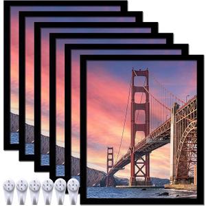 6 Sets 9x11 Picture Frame, Frames for 9 x 11 Canvas Collage Photo Poster Certificate Wall Gallery, High Transparent Horizontal Vertical Black 9 by 11 Inches