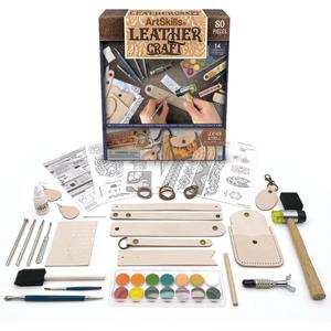 ArtSkills Leather Working Kit, Leather Tooling Kit with Tools, Stamps, Arts and Crafts Adult Project Kits, 80 pc