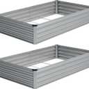Vengarus 8x4x1FT (2 Pack) Galvanized Raised Garden Bed Kit, Outdoor Metal Planter Box for Vegetables, Rectangular Steel Container, Easy Assembly (Silver)