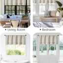 jinchan Valance Curtain Beige Hearthered Farmhouse Light Filtering Double Layer Window Treatment for Living Room Dining Bedroom Kitchen Rod Pocket 18 Inch