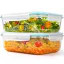 LOVYANXUE 2Pack 9.8 Cups/ 78 Oz Large Glass Food Storage Containers with Lids, Glass Meal Prep Containers with Airtight Lids - BPA Free, Leakproof, Ideal for Food Storing/ Serving, Microwave/ Oven Safe
