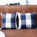 Buffalo Check Plaid Pillow Covers Decorative Outdoor Throw Pillow Covers 12 x 12 Farmhouse Throw Pillows for Couch Sofa Bed Home Pack of 2 Navy Blue