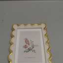 5x7 Picture Frame in Beige with Shinning Gold Wavy Edge, Resin Frame with Real Glass, Display 5x7 Photos Matted to 4x6, Vertical and Horizontal Desk Tabletop or Wall Hanging