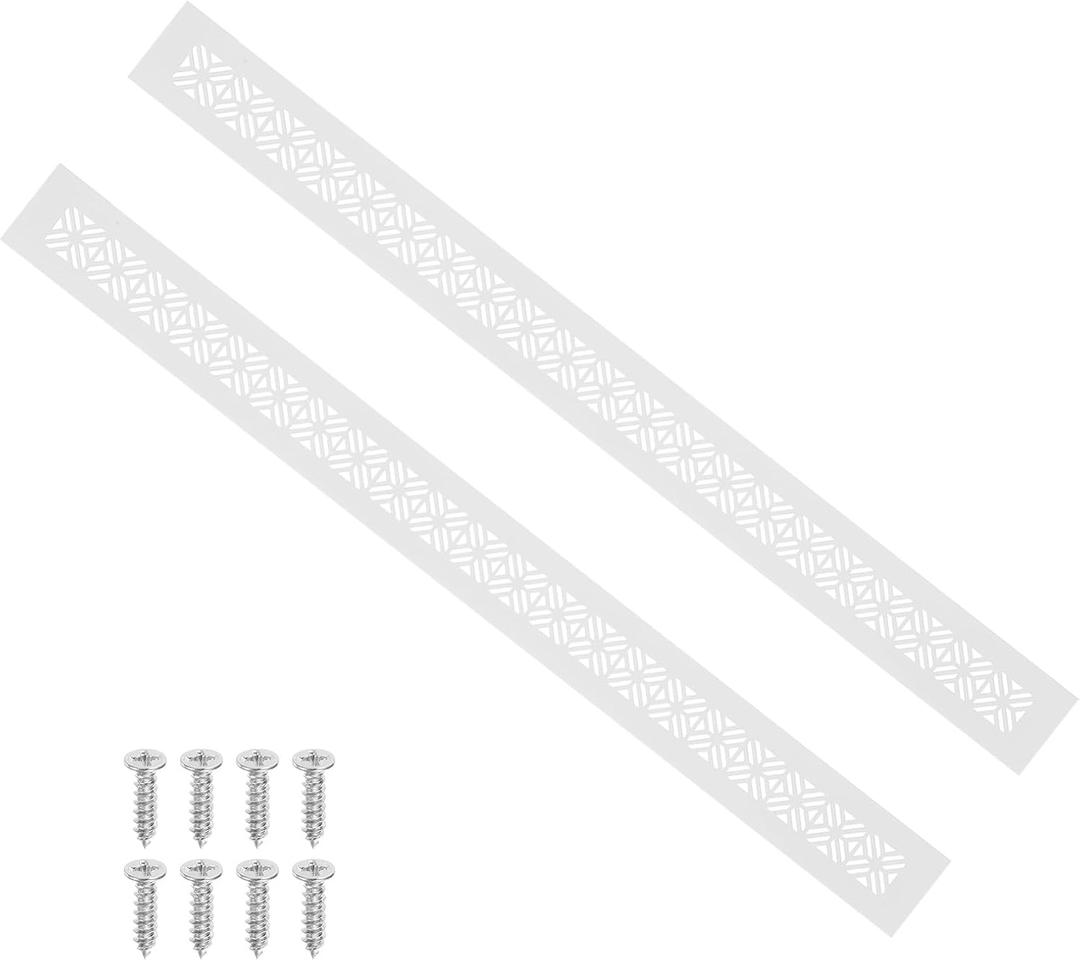 PATIKIL 24 x 2 Inch Door Air Vent Cover, 2 Pcs Heavy Duty Aluminum Grille Ventilation Cover Louvered with Mounting Screws for Cabinet Wardrobe Door, White