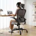 Office Chair Ergonomic Desk Chair, 330LBS Capacity, High Back Computer Chair for Long Hours Comfortable, Rolling Swivel Executive Task Chair for Home Office with Flip-up Armrests, Black Grey (One Size)