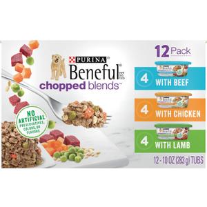Purina Beneful Wet Dog Food Variety Pack, Chopped Blends - (12) 10 oz. Tubs (EXP 01/01/27)