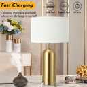 MoMyofdy Gold Lamps Set of 2 Touch Control 3-Way Dimmable Bedside Nightstand Lamps Bedroom Lamps Modern White& Gold Table Lamp with USB Type C Ports Tall Lamps for Living Room End Table Home Office