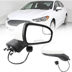 Dasbecan Right Passenger Side Mirror Compatible with Ford Fusion 2016-2022 Rear view Mirror | Electric Adjustment | White | Replace# FS7Z-17682-B,3Pins