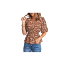 Dokotoo Womens Floral Print Ruffle Half Sleeve Blouses V Neck Decorative Buttons Elastic Waist Casual Summer Tops S