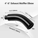 4 to 6 Inch Exhaust Elbow with Clamp - Black Powder Coated 4" Inlet 6" Outlet Diesel Exhaust Tip for Trucks, Pickups & Cars