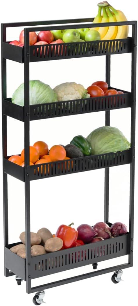 Heavy Duty Rolling Cart with Shelves & Locking Wheels | Multi-Level Kitchen Utility Cart or Food Trolley for Storage, Serving, & Organization | Kitchen Shelfs with Wheels by Luttan