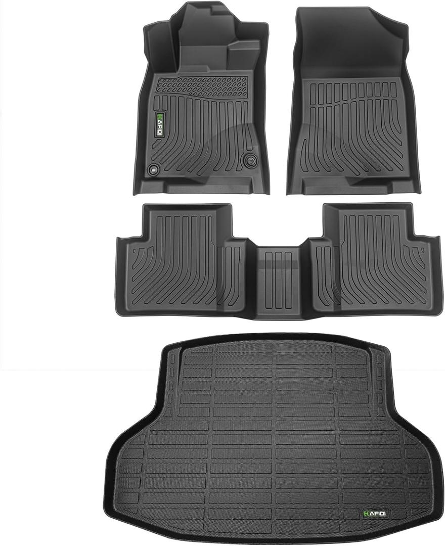 HAFIDI Floor Mats & Cargo Liner Set Fit for 2016-2021 Honda Civic Sedan & 2017-2021 Civic Si (Not for Hatchback/Coupe/Type R) All Weather TPE Car Full Set Floor Liners Custom Accessories - Black