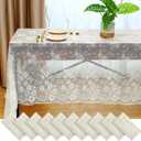 Reginary Ivory Lace Tablecloths - 10 Pack, 59 x 118 Inches, Floral Lace Embroidered Rectangle Table Overlay for Wedding, Baby Shower, Party Supplies