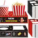 50 Pcs Movie Night Supplies Movie Night Snack Trays Theater Snack Boxes Cinema Theme Paper Holder Popcorn Candy Drink Tray Box For Family Birthday Holiday Party