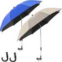 Talltalk 2 Pcs Beach Chair Umbrella with Clamp, 42", Dark Blue, Beige
