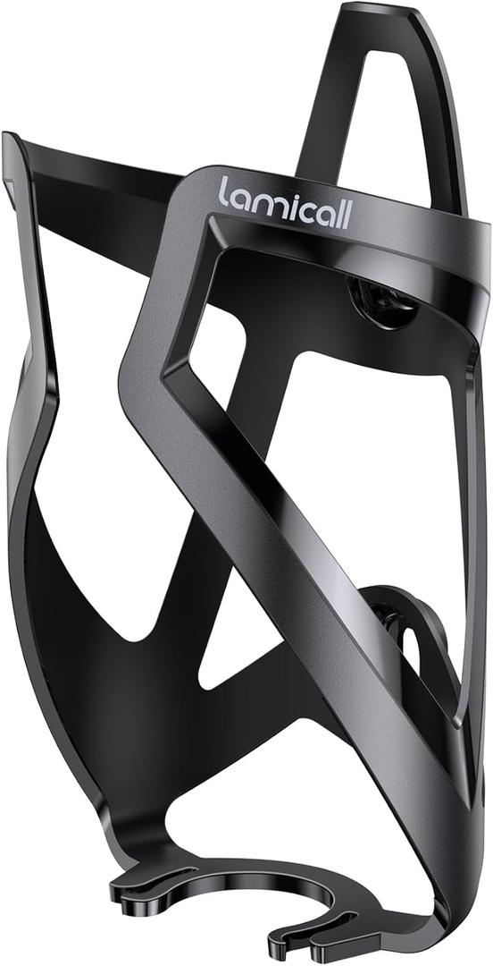 Lamicall Bike Water Bottle Holder - 1.2 Oz Ultralight & Sturdy Bike Cup Holder, Bicycle Drink Cage, Cycling Bike Water Bottle Cage with Screw Tool, for 2.75-3.94" Diameter Bottles (Black)