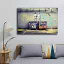 Framed Banksy Canvas Wall Art Life Is Short Pop Street Graffiti Wall Art Decor Cool Poster Paintings Colorful for Men Ready To Hang for Living Room Bedroom Home Bathroom Wall Decor 16x24in