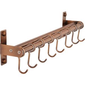 Dseap Pot Rack - Pots and Pans Hanging Rack Rail with 8 Hooks, Double Bars, Pot Hangers for Kitchen, Wall Mounted, Antique Copper