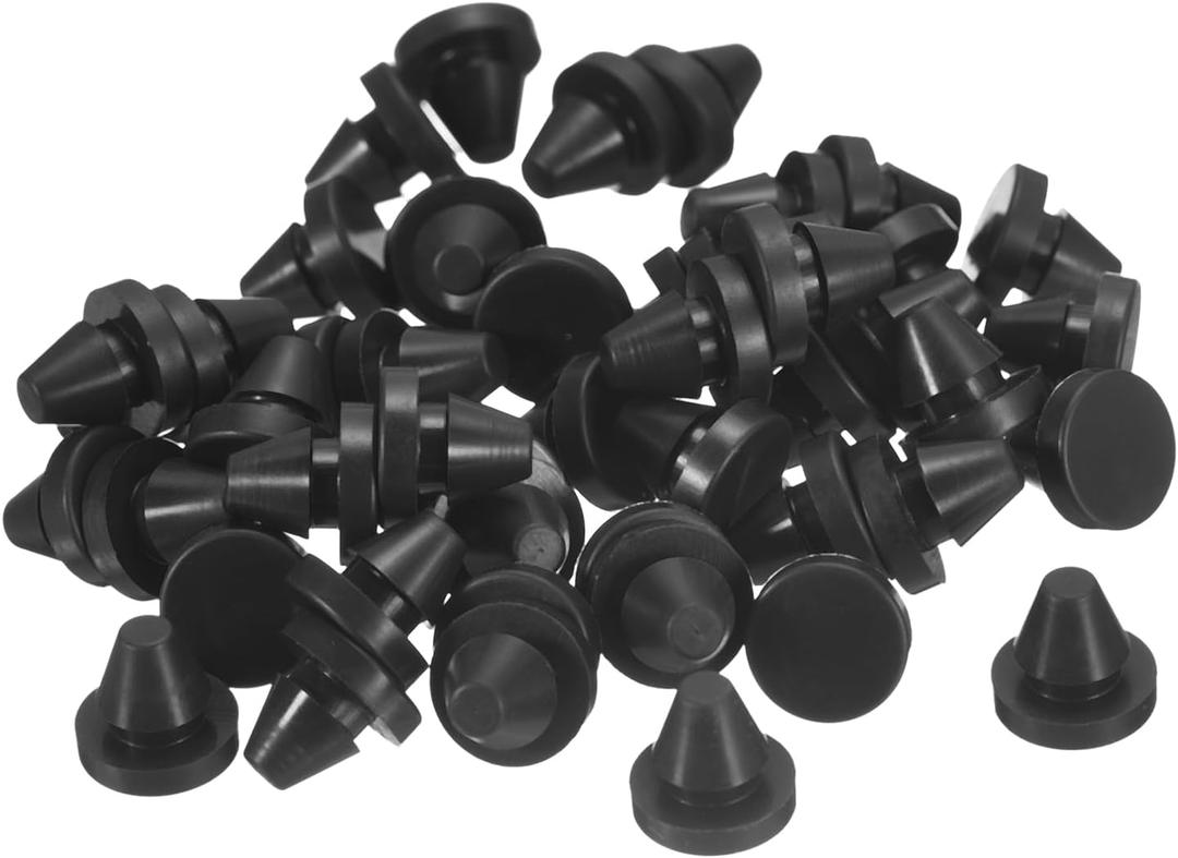 UXcell 50pcs Silicone Rubber Round Snap-in Locking Hole Stoppers, Waterproof Hole Plugs for 6-7mm Metal Tube, Furniture End Caps Inserts, Black (6-7mm)