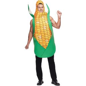 EraSpooky Adult Corn Cob Costume Funny Halloween Vegetable Fancy Dress for Men Women