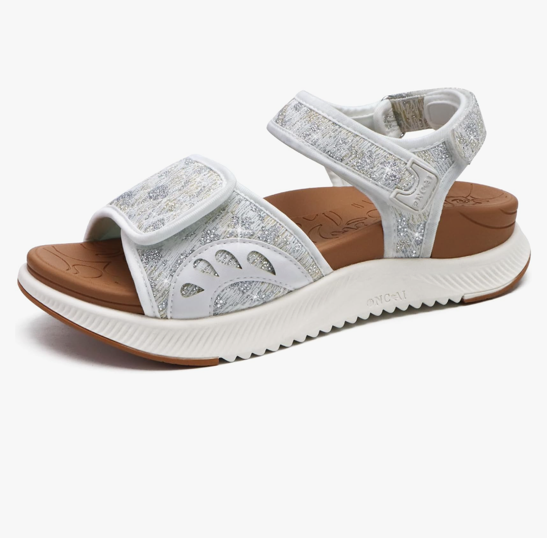 ONCAI Walking Sandals Women,Arch Support Hiking Sandals with Orthotic Outdoor Footbed for Plantar Fasciitis,Water Athletic Platform Sandalias Mujer with 3 Adjustable Strap, Size 7.5, Glitter White ONCAI Walking Sandals Women,Arch Support Hiking Sandals with Orthotic Outdoor Footbed for Plantar Fasciitis,Water Athletic Platform Sandalias Mujer with 3 Adjustable Strap, Size 7.5, Glitter White