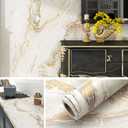 Livelynine 15.8x394 Marble Peel and Stick Wallpaper Off White and Gold Marble Countertop Contact Paper Waterproof Kitchen Counter Top Vinyl Wrap Heat Resistant Removable Desk Wallpaper Granite Covers
