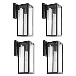 Bestshared Outdoor Wall Sconce Light,Exterior Wall Lighting Fixtures with Clear Glass, Anti-Rust Modern Black Outside Lantern Lamp for House Front Porch Doorway Patio (Black, 15")