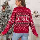 SunnyMelody Womens Christmas Funny Ugly Sweater Winter 2025 Vacation Outfits Oversized Crew Neck Xmas Pullover Tops (Red, S)