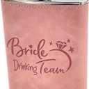 Bridesmaids Proposal Gift For Wedding, Stainless Steel & Leather Flask 8 Oz, Leakproof & Stamped With Team Bride. For Bachelorette Party Favors or Bridesmaid Gift Boxes. (Sand Pink, 1)