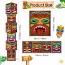 12 Pcs Luau Party Decorations Tiki Totem Pole Decor Column Card Stock 68.8 Inch Height Three Dimensional for Hawaiian Luau Birthday Party Home Outdoor Indoor Tropical Theme Decor (4 Sides)