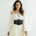 WERFORU Women Wide Corset Elastic Belt Thick Vintage Ladies Costume Waspie Waist Belt (Black)