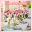 Wavwavw 6 Pcs Artificial Peony Silk Florals Fake Mix Silk Peony Rose Faux Flower Hydrangea Bouquet Elegant Realistic Wedding Floral Centerpiece for Home Party Table Arrangement (Light Pink)