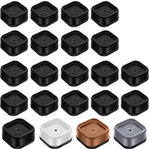 shouwuhho 18 Pack Furniture Risers Adjustable Bed Risers Heavy Duty Lifts Height 1", Square Stackable Bed Risers 1, 2 or 3 Inch for Desk Leg Table Couch Sofa Chair Bed Frame Legs Dorm, Black